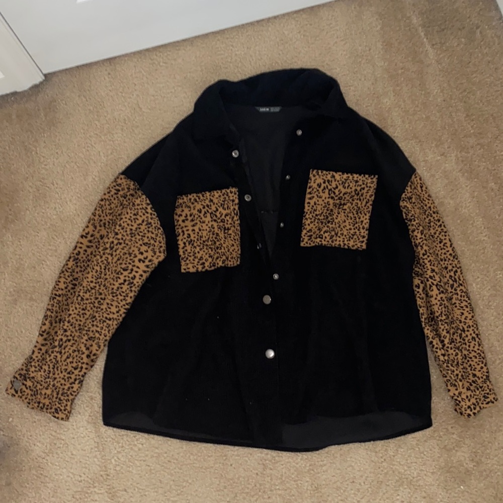 Leopard Print Corduroy Jacket